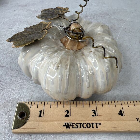 Designspirations 2004 Decorative Harvest Fall Pumpkin Ceramic Metal - Picture 8 of 14